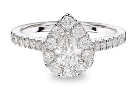 Gemma. Diamond: 1 1/4 ctw. Pear Halo Engagement Ring in 14k White Gold